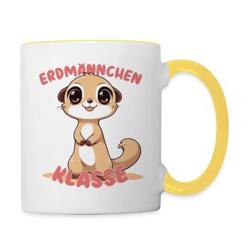 Süßes Erdmännchenklasse Grundschule Klassentier - Tasse zweifarbig - Weiß/Gelb - Rechts