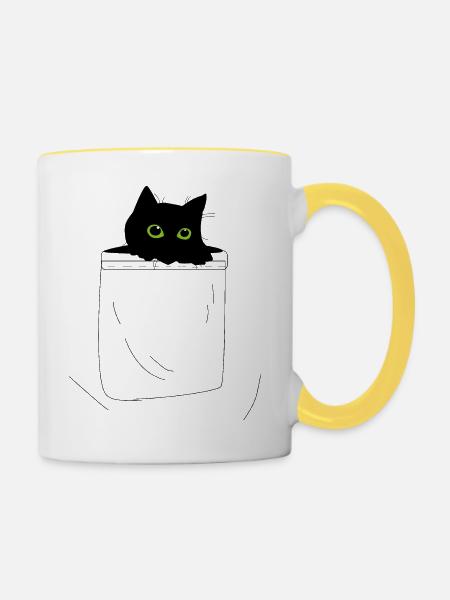 Kätzchen - Tasse zweifarbig - Weiß/Gelb