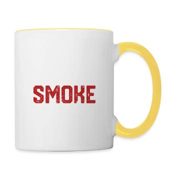 I'd Smoke That Chef Butcher Cook BBQ Cow Beef Fun - Tasse zweifarbig - Weiß/Gelb - Rechts