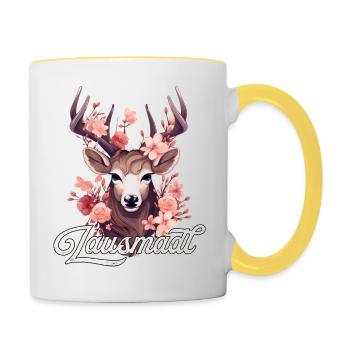 Mädchen Lausmadl T-Shirt Damen Trachtenshirt Kind - Tasse zweifarbig - Weiß/Gelb - Rechts