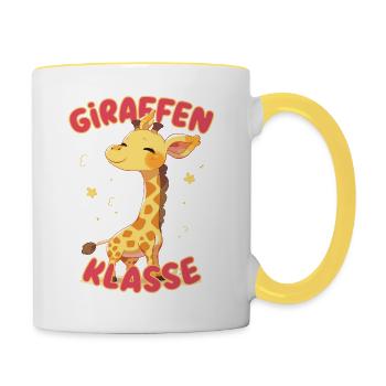 Süßes Giraffenklasse Grundschule Klassentier - Tasse zweifarbig - Weiß/Gelb - Rechts