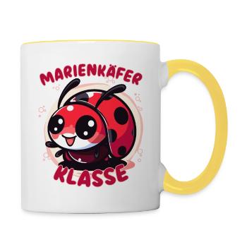 Süßes Marienkäferklasse Grundschule Klassentier - Tasse zweifarbig - Weiß/Gelb - Rechts