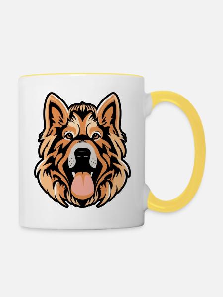 Kaukasischer Schäferhund - Tasse zweifarbig - Weiß/Gelb