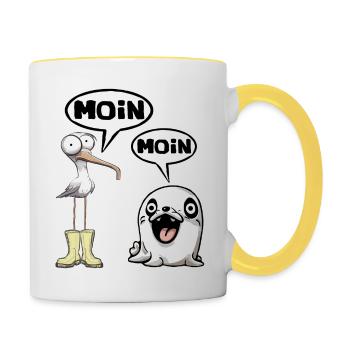 moin moin - Tasse zweifarbig - Weiß/Gelb - Rechts
