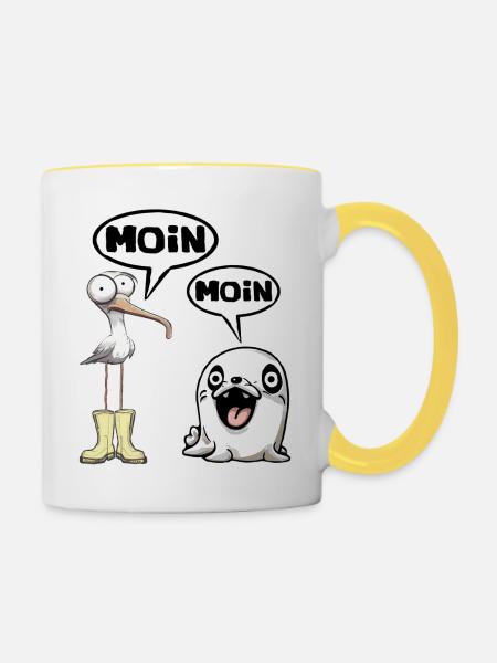 moin moin - Tasse zweifarbig - Weiß/Gelb