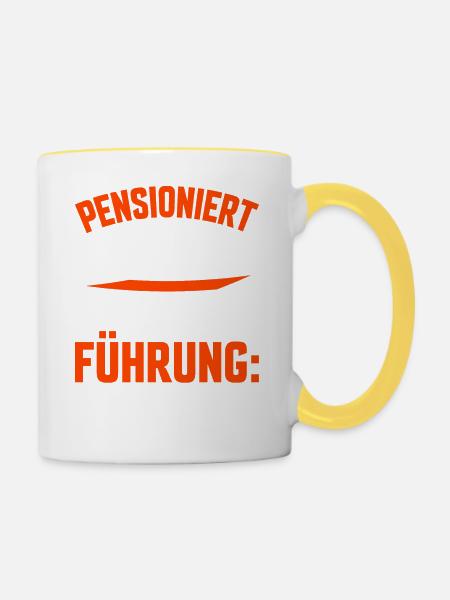 Rente Ruhestand Shirt - Tasse zweifarbig - Weiß/Gelb