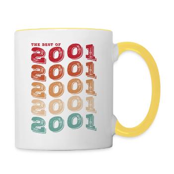 Vintage 2001 Gifts Legend for 22 Year Old - 22nd - Contrasting Mug - white/yellow - Right