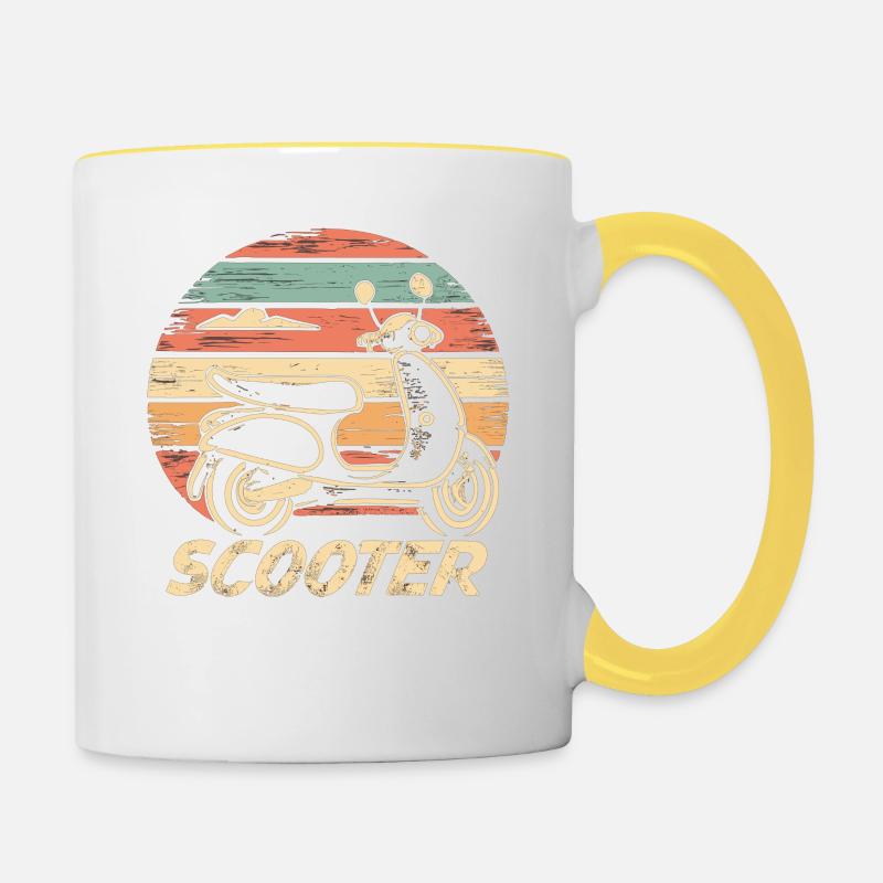 Scooter Motorroller Mofa Moped Roller - Contrasting Mug - white/yellow