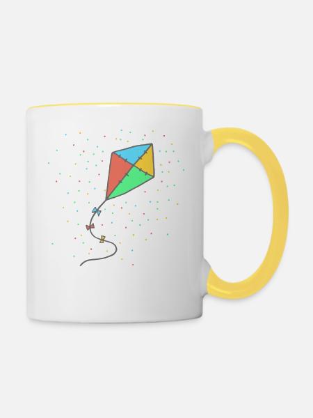 Drachensteigen - Tasse zweifarbig - Weiß/Gelb