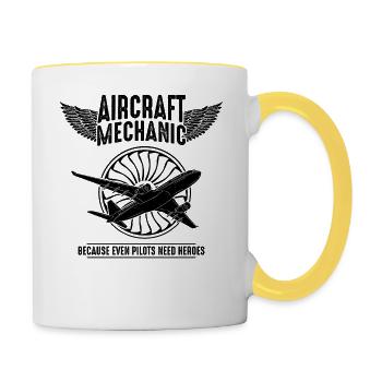 Airplane Mechanic Aviation Technician - Because - Contrasting Mug - white/yellow - Right