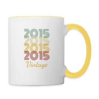 Vintage-Geburtstagsgeschenk geboren im Jahr 2015 Slogan - Tasse zweifarbig - Weiß/Gelb - Rechts