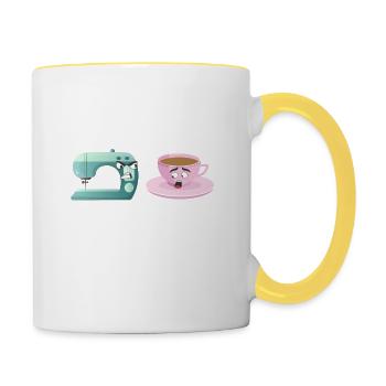 Sewing Machine Coffee Funny Sewing Quilting Seamstress - Contrasting Mug - white/yellow - Right