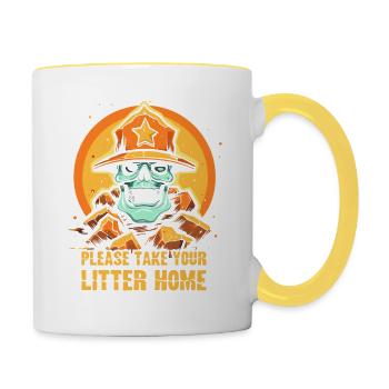Take your rubbish home with you: Park Ranger - Contrasting Mug - white/yellow - Right