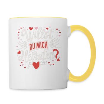 Willst du mich heiraten - Tasse zweifarbig - Weiß/Gelb - Rechts