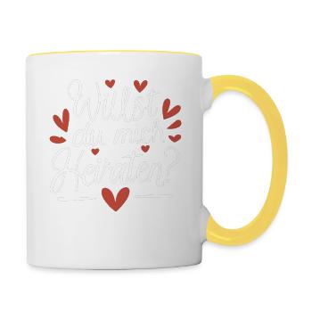 Willst du mich heiraten - Tasse zweifarbig - Weiß/Gelb - Rechts
