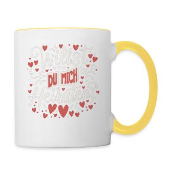 Willst du mich heiraten - Tasse zweifarbig - Weiß/Gelb - Rechts