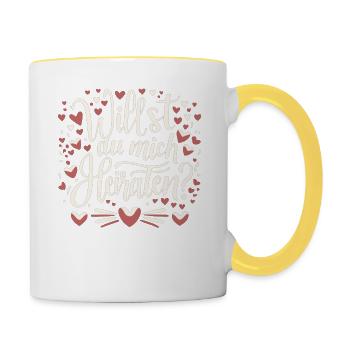 Willst du mich heiraten - Tasse zweifarbig - Weiß/Gelb - Rechts