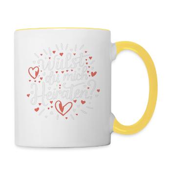 Willst du mich heiraten - Tasse zweifarbig - Weiß/Gelb - Rechts