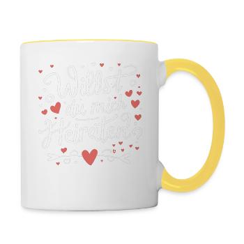 Willst du mich heiraten - Tasse zweifarbig - Weiß/Gelb - Rechts