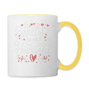 Willst du mich heiraten - Tasse zweifarbig - Weiß/Gelb - Rechts