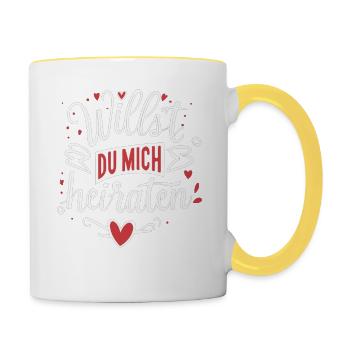 Willst du mich heiraten - Tasse zweifarbig - Weiß/Gelb - Rechts
