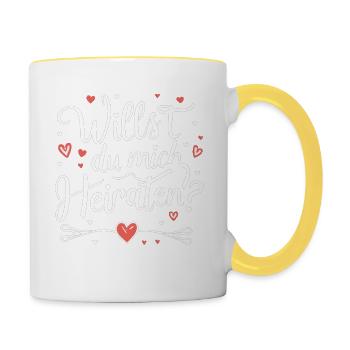 Willst du mich heiraten - Tasse zweifarbig - Weiß/Gelb - Rechts