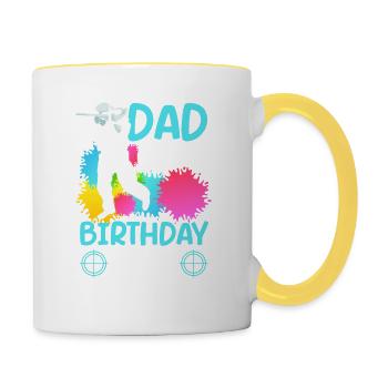 Father of the birthday boy Paintball Sport - Contrasting Mug - white/yellow - Right