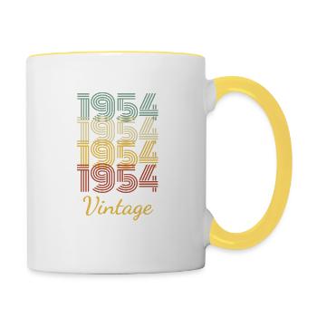 Vintage Geburtstagsgeschenk Geboren 1954 Slogan - Tasse zweifarbig - Weiß/Gelb - Rechts