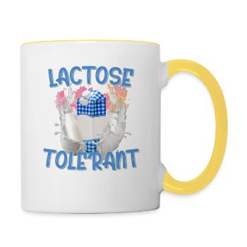 Lactose Tolerant Dairy Products Milk Funny Dairy - Contrasting Mug - white/yellow - Right