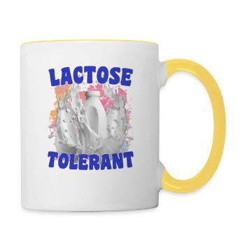 Lactose Tolerant Milk Free Dairy Funny Products - Contrasting Mug - white/yellow - Right