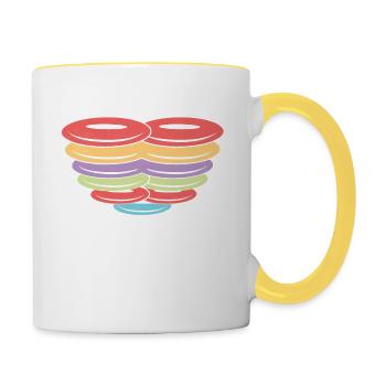 J’ai trop de disques dit que personne ne jamais disc golfeur - Mug contrasté - blanc/jaune - Droite