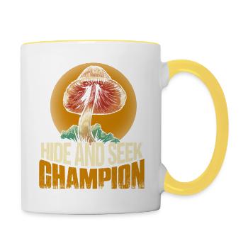 Hide And Seek Champion Mycologist Fungus - Contrasting Mug - white/yellow - Right