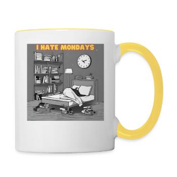 Morning grouch - I hate montage - Contrasting Mug - white/yellow - Right