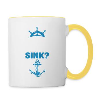 But have we sunk Funny sailboat sail - Contrasting Mug - white/yellow - Right