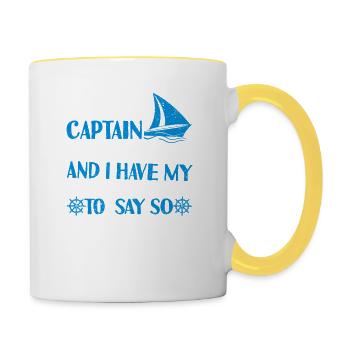 I am the captain of this boat Funny boat - Contrasting Mug - white/yellow - Right