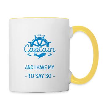 Ich bin der Kapitän dieses Bootes Lustig Boot - Tasse zweifarbig - Weiß/Gelb - Rechts