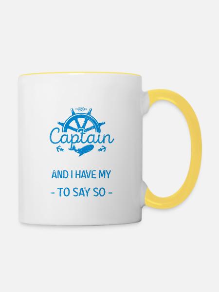 Ich bin der Kapitän dieses Bootes Lustig Boot - Tasse zweifarbig - Weiß/Gelb