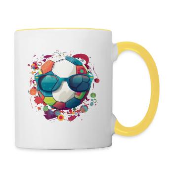 Joueur de football Cool Athlète Sports Jeu de football - Mug contrasté - blanc/jaune - Droite