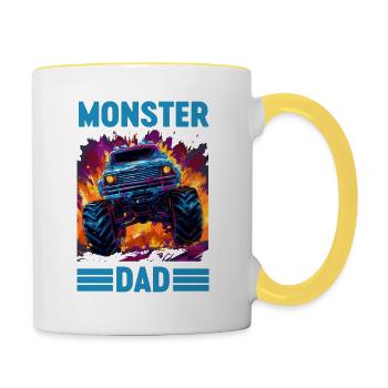 Monster Truck Papa Monster Papa Papa Trucker Retro - Tasse zweifarbig - Weiß/Gelb - Rechts