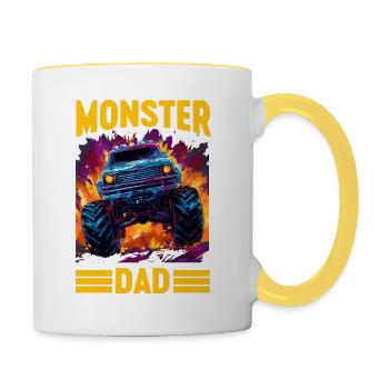 Monster Truck Papa Monster Papa Papa Trucker Retro - Tasse zweifarbig - Weiß/Gelb - Rechts