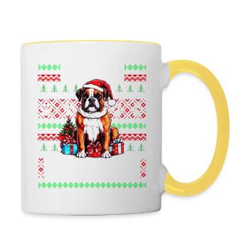 Pull de Noël moche Boxer Dog - Chien de Noël - Mug contrasté - blanc/jaune - Droite