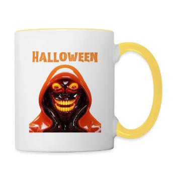 GRUSELIGES HALLOWEEN - Tasse zweifarbig - Weiß/Gelb - Rechts