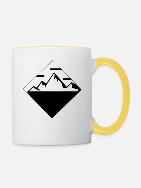 Quadrat - Berg - - Tasse zweifarbig - Weiß/Gelb