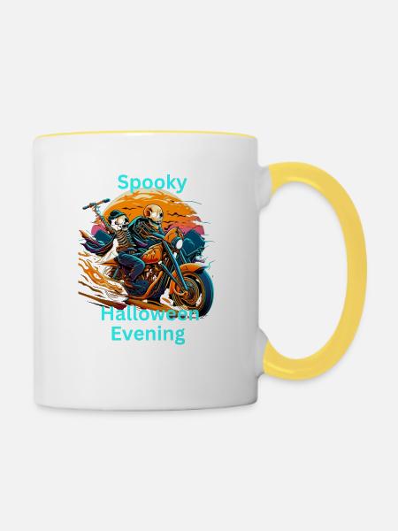 Gespenstischer Halloween Abend - Tasse zweifarbig - Weiß/Gelb
