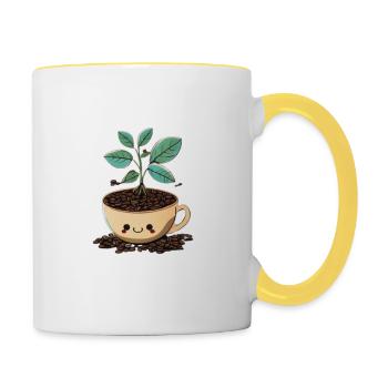 Planter des rêves glissant des haricots - Mug contrasté - blanc/jaune - Droite