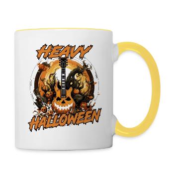 Heavy Metal meets Halloween - A Celebration of Darkness - Contrasting Mug - white/yellow - Right