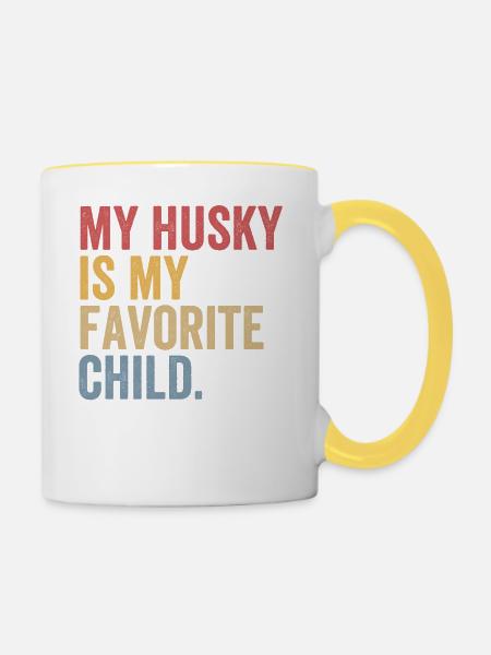 Husky dog lover - Tasse zweifarbig - Weiß/Gelb