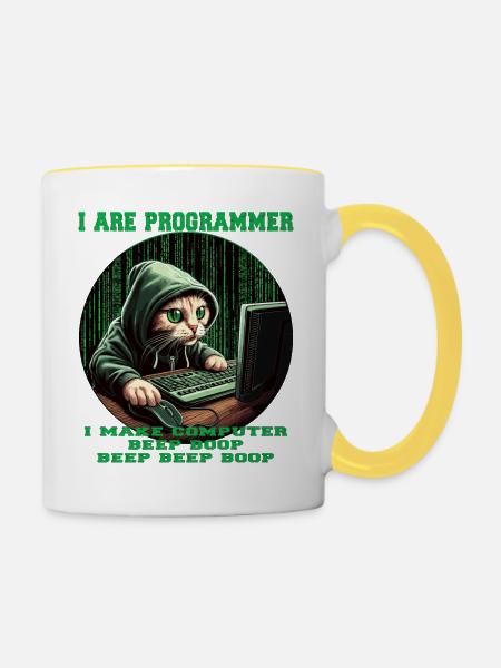 Ich bin Programmierer - Tasse zweifarbig - Weiß/Gelb
