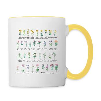 Drapeau du Texas avec printemps floral Texas - Mug contrasté - blanc/jaune - Droite