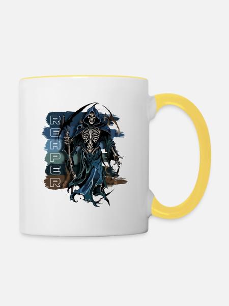 Sensenmann der Finsternis - Tasse zweifarbig - Weiß/Gelb